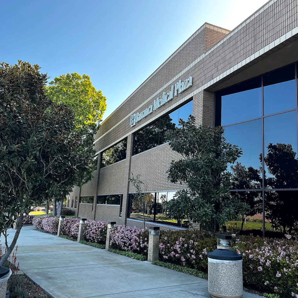 Afshar Medical Group at Barranca Medical Plaza in Irvine, CA—clinic exterior and walkway.