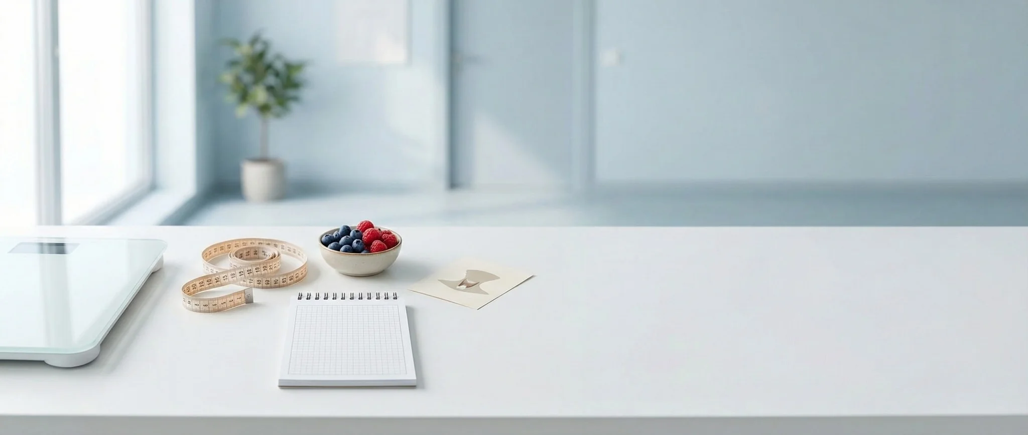 Thyroid and weight management concept with scale and measuring tape.