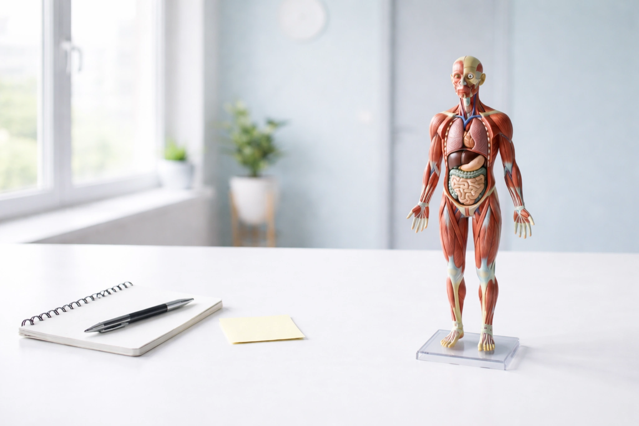 An anatomical model in a medical office, representing chronic care support and ongoing health management.
